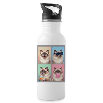 Cats Sacred Birman Cat - Water bottle with straw - white - Right