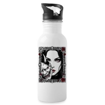 Gothic Mask Portrait - Water bottle with straw - white - Right