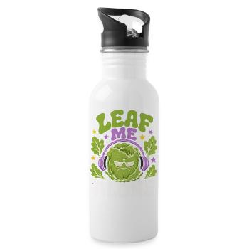 Leaf Me Alone Salad Humor - Water bottle with straw - white - Right