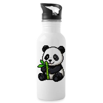 Pixel Panda with Bamboo - Water bottle with straw - white - Right