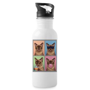 Cats Burma Cat - Water bottle with straw - white - Right