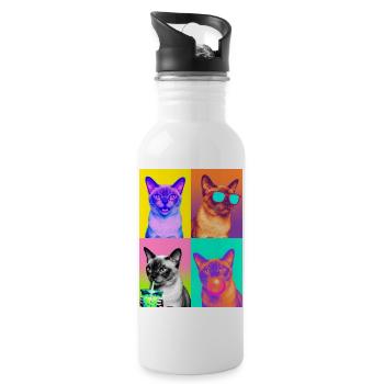 Cats Burma Cat - Water bottle with straw - white - Right