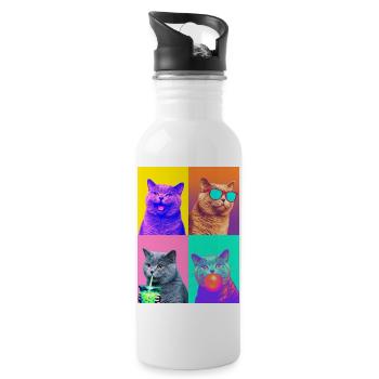 Cats British Shorthair Cat - Water bottle with straw - white - Right