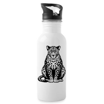 Leopardensitzen - Trinkflasche mit integriertem Trinkhalm - Weiß - Rechts