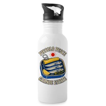 Sardinen Retro - Piccolo Pesce Grande Estate - Trinkflasche mit integriertem Trinkhalm - Weiß - Rechts