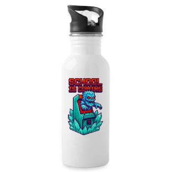 Die Schule kommt Zombie Pixel Art Arcade - Trinkflasche mit integriertem Trinkhalm - Weiß - Rechts
