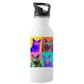 Cats Carthusian Cat - Water bottle with straw - white - Right