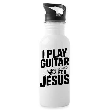 Je joue de la guitare pour Jésus - Gourde avec paille intégrée - blanc - Droite