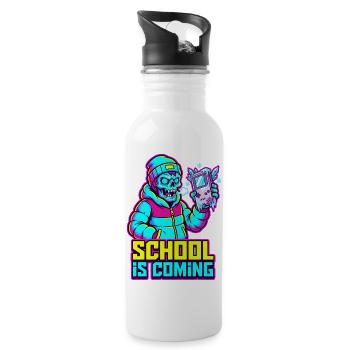 School Is Coming Icy Handheld Console Zombie - Water bottle with straw - white - Right