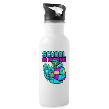 School Is Coming Winter '95 Handheld Gamer Zombie - Water bottle with straw - white - Right