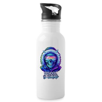 School Is Coming Cyber Skull Winter Parka - Water bottle with straw - white - Right
