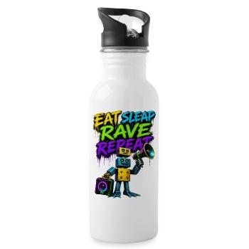 Eat Sleep Rave Repeat Graffiti Robot - Water bottle with straw - white - Right