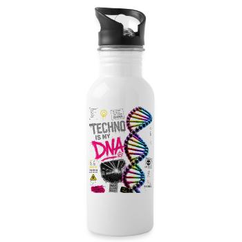 Techno Is My DNA Neon Rainbow Helix - Water bottle with straw - white - Right
