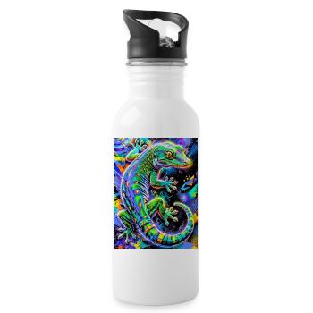 Gecko - Trinkflasche mit integriertem Trinkhalm - Weiß - Rechts