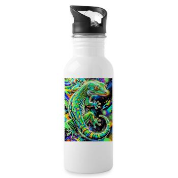 Gecko - Trinkflasche mit integriertem Trinkhalm - Weiß - Rechts
