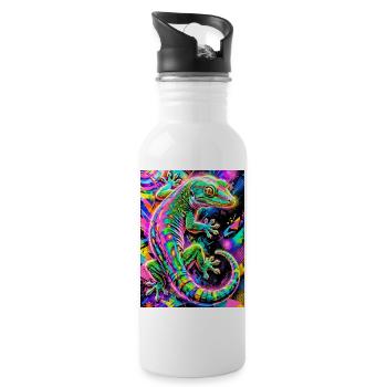 Gecko - Trinkflasche mit integriertem Trinkhalm - Weiß - Rechts