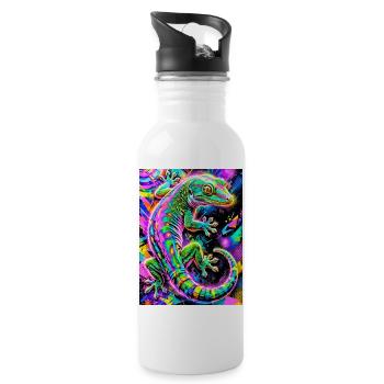 Gecko - Trinkflasche mit integriertem Trinkhalm - Weiß - Rechts