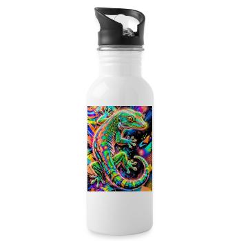 Gecko - Trinkflasche mit integriertem Trinkhalm - Weiß - Rechts