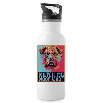 Race de chien boxer Accessoires pour chiens boxers Propriétaire de chien - Gourde avec paille intégrée - blanc - Droite
