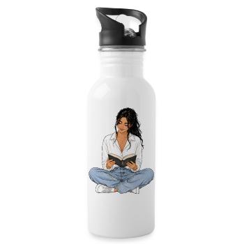 Reading is my time-out – Bücherliebe Booklover - Water bottle with straw - white - Right