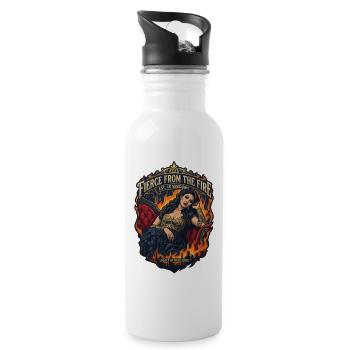 Woman on Fire Strength Gothic Vintage-Stil - Trinkflasche mit integriertem Trinkhalm - Weiß - Rechts
