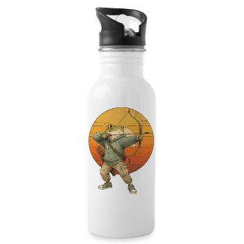  Vintage Bogenschütze-Frösche Bogenschießen - Trinkflasche mit integriertem Trinkhalm - Weiß - Rechts