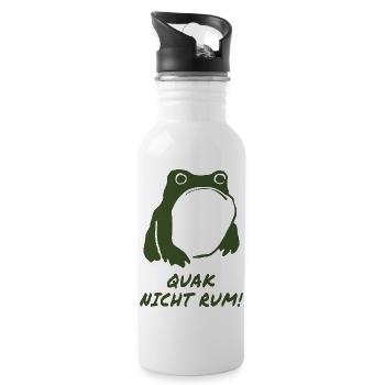 Quak nicht rum – Lustiger Frosch Spruch - Trinkflasche mit integriertem Trinkhalm - Weiß - Rechts