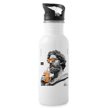 Thinking and drinkin - Trinkflasche mit integriertem Trinkhalm - Weiß - Rechts