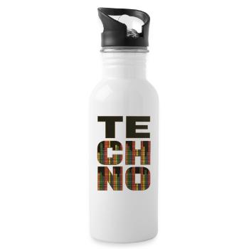 Techno - Trinkflasche mit integriertem Trinkhalm - Weiß - Rechts