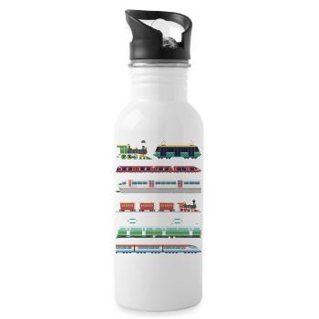 Eisenbahn Zug Lokomotive Bahn Eisenbahnfan Motiv - Trinkflasche mit integriertem Trinkhalm - Weiß - Rechts