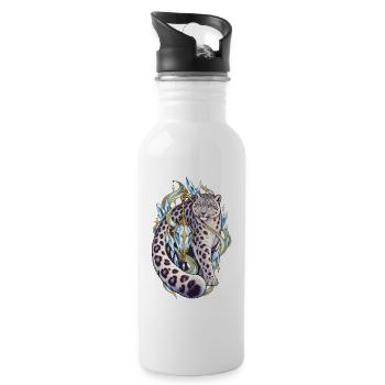 Kristall Leopard Fabelwelt - Trinkflasche mit integriertem Trinkhalm - Weiß - Rechts