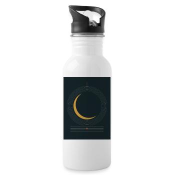 Sonnenfinsternis – goldene Korona - Trinkflasche mit integriertem Trinkhalm - Weiß - Rechts