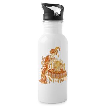 Die Skelett-Wahrsagerin mit der Kristallkugel - Trinkflasche mit integriertem Trinkhalm - Weiß - Rechts