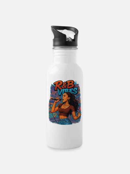 R&B - Trinkflasche mit integriertem Trinkhalm - Weiß