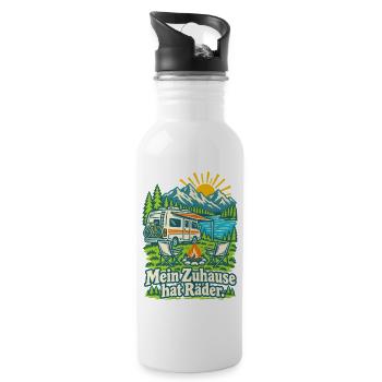 Mein Zuhause hat Räder Wohnmobil - Trinkflasche mit integriertem Trinkhalm - Weiß - Rechts