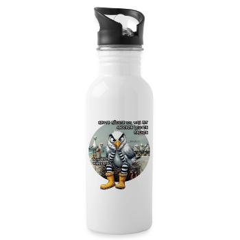 Böse Möwen - Leute schubsen - Trinkflasche mit integriertem Trinkhalm - Weiß - Rechts