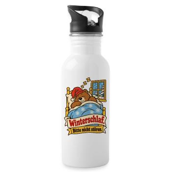 Winterschlaf Bitte nicht stören - Trinkflasche mit integriertem Trinkhalm - Weiß - Rechts
