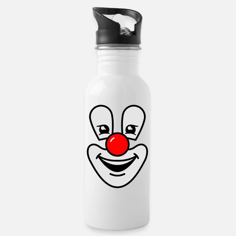 Clown - Water bottle with straw - white