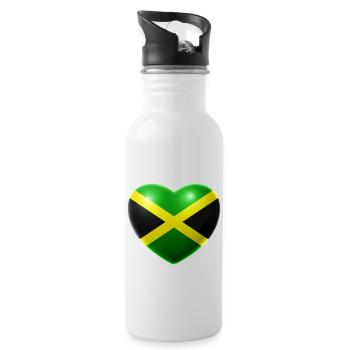 Herz (Jamaika / Jamaica) - Trinkflasche mit integriertem Trinkhalm - Weiß - Rechts
