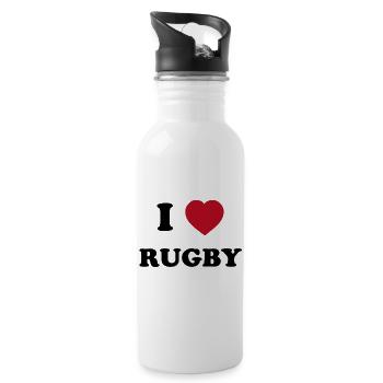 I Love Rugby - Water bottle with straw - white - Right