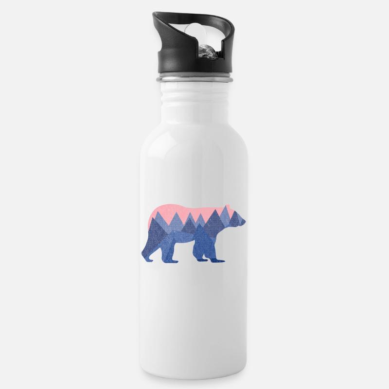 mountain bear - Water bottle with straw - white