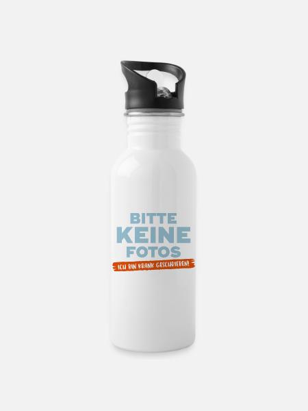 Festival / Urlaub Fotos Krank schreiben - Trinkflasche mit integriertem Trinkhalm - Weiß