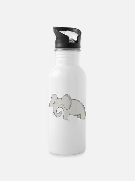 Eléphant - Gourde avec paille intégrée - blanc