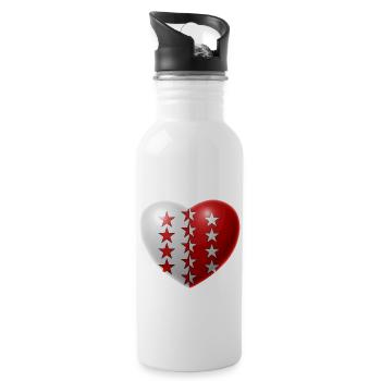 Herz (Wallis) - Trinkflasche mit integriertem Trinkhalm - Weiß - Rechts
