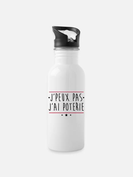 J'peux pas j'ai poterie, potier - Gourde avec paille intégrée - blanc