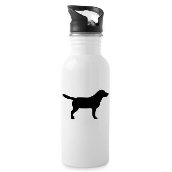 Labrador dog cute dog mum dog poop gift - Water bottle with straw - white - Right