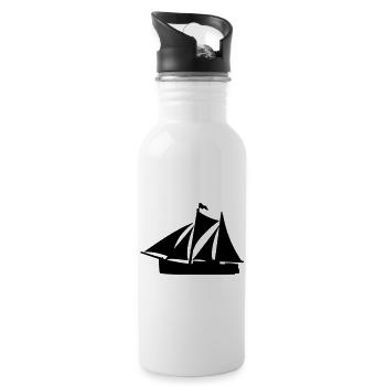 Zweimaster - Trinkflasche mit integriertem Trinkhalm - Weiß - Rechts