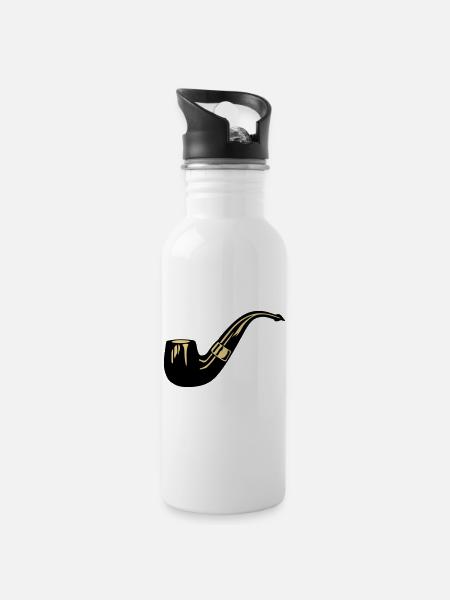 Rohr - Trinkflasche mit integriertem Trinkhalm - Weiß