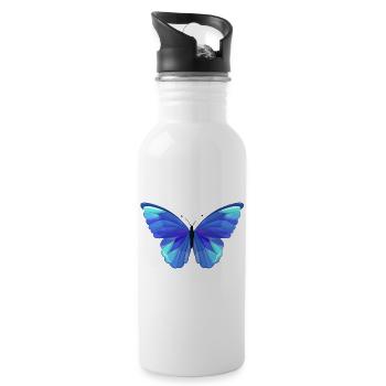 Schmetterling - Trinkflasche mit integriertem Trinkhalm - Weiß - Rechts