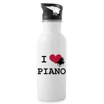 I Love Piano - Water bottle with straw - white - Right